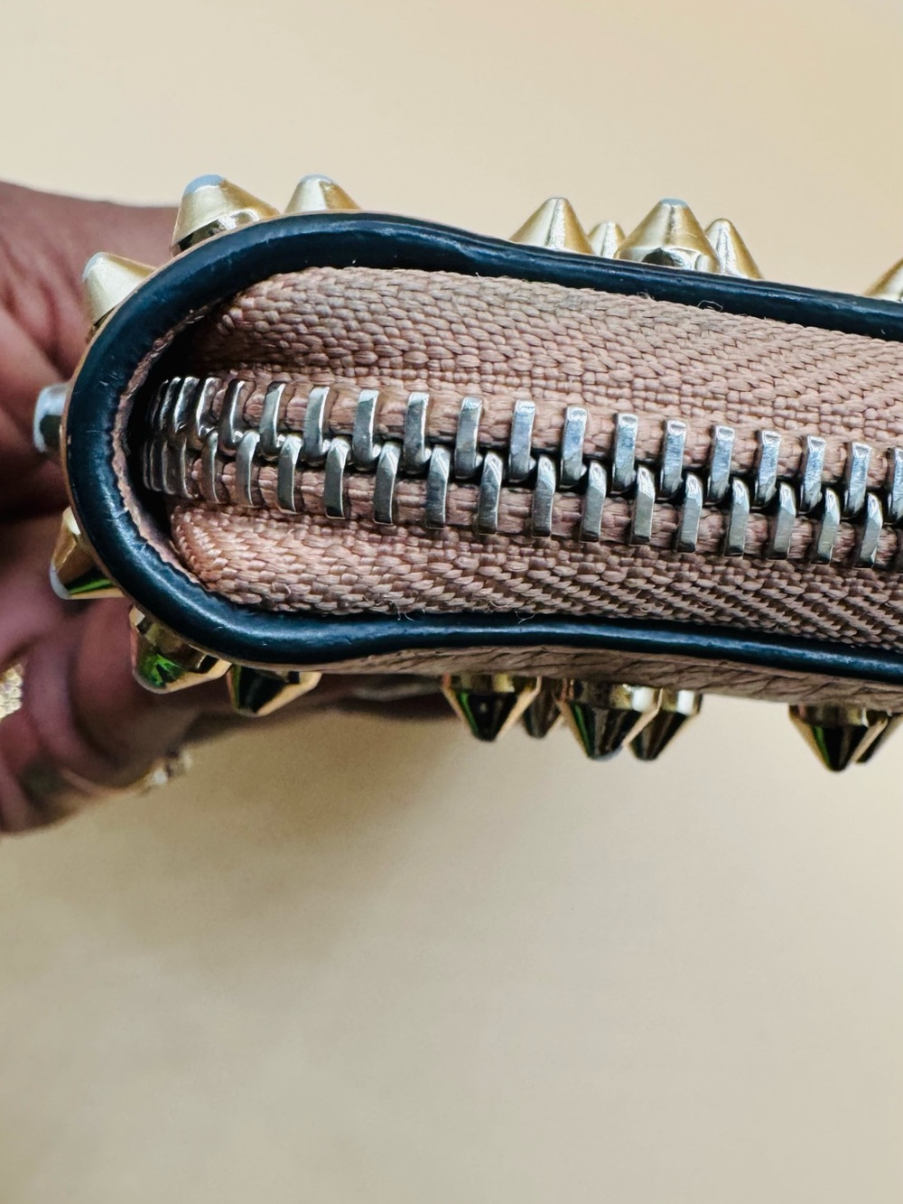Christian Louboutin Studded Zip Wallet in Dusty Rose - Picture 10 of 13